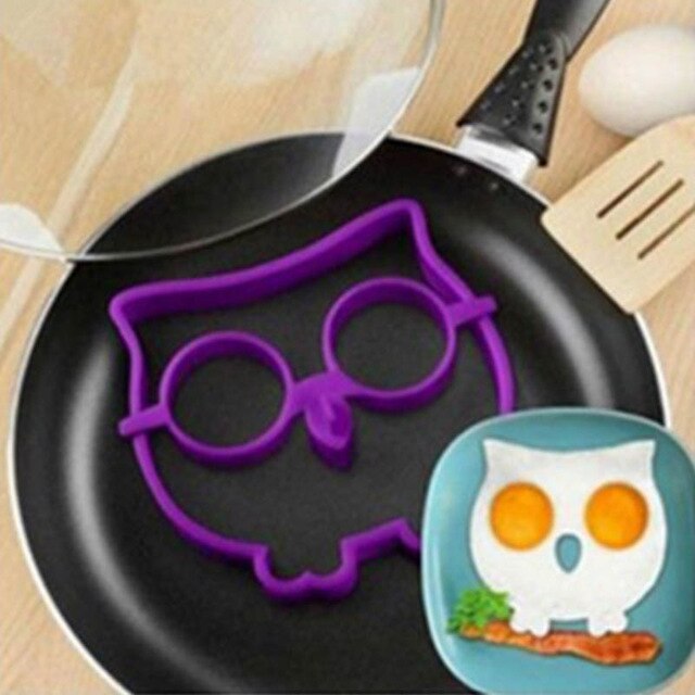 Sjove silikone ægringe nonstick omelet æggeform til gør-det-selv morgenmad æg stegt pandekage forme kanin kranie køkkenredskaber: Ugle