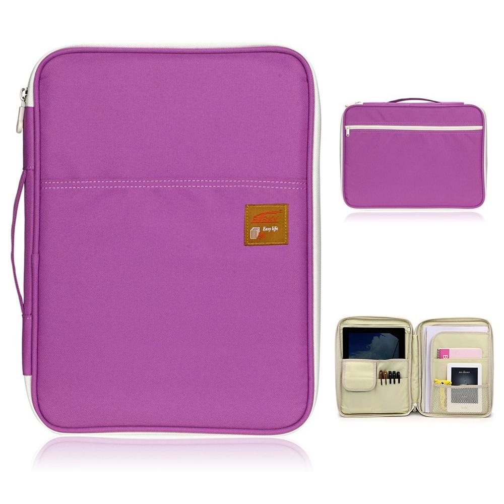 Multi-Functionele A4 Documenten Zakken Portfolio Organisatoren Waterdichte Travel Pouch Ritssluiting Case Voor Ipads, Notebooks, Pennen: Purple
