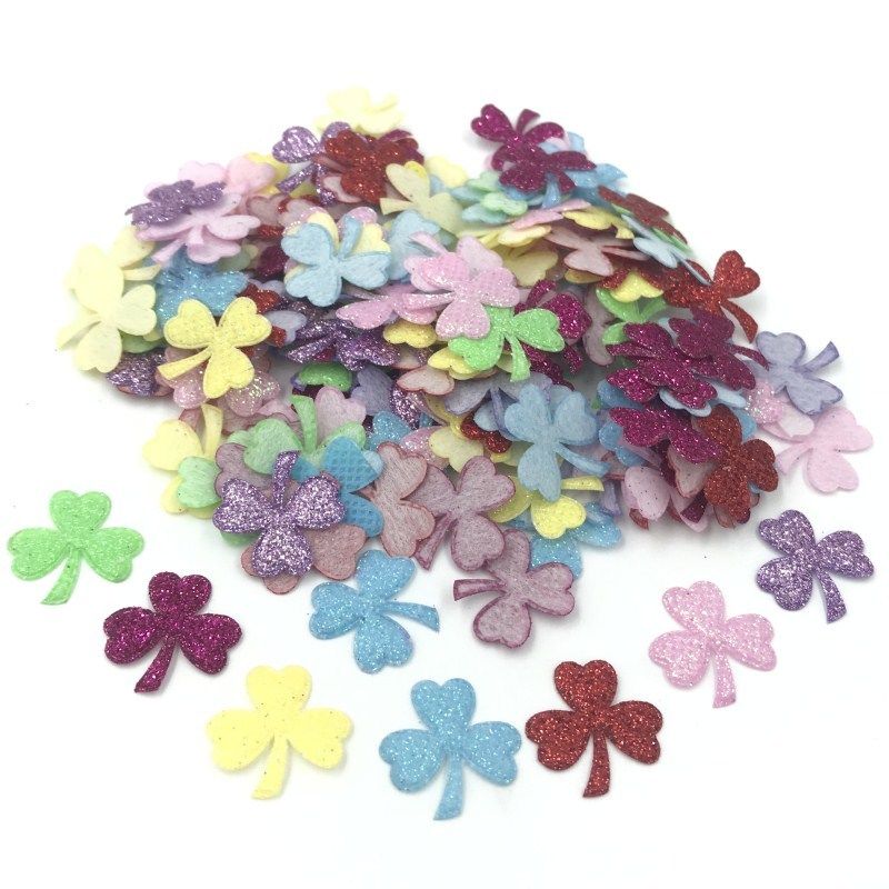 Diy 200 stk blandede farver blomsterfilt applikationer glitter pailletter sy tilbehør 21mm