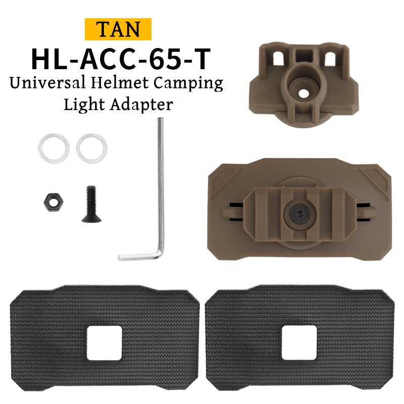 Outdoor Helm Licht halterung Adapter Shooting Camping Universal Helme Taschenlampe halter Klett verschluss drehbar: Kakifarbig