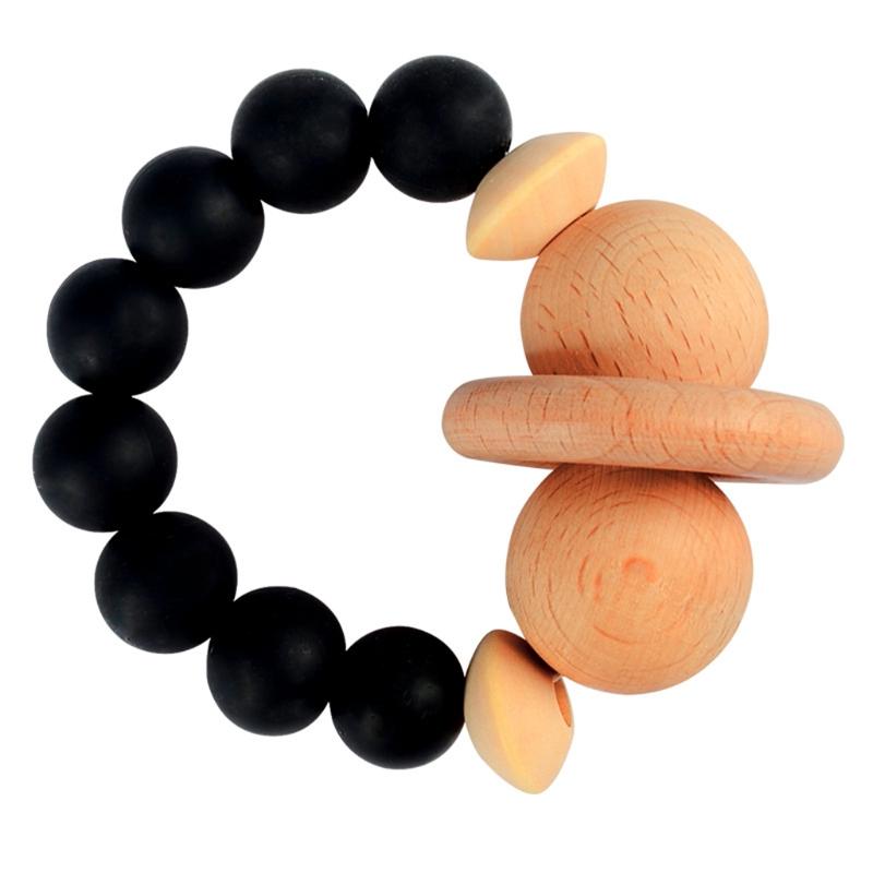 1Pc Houten Baby Grijpen Speelgoed Organic Houten Bijtring Armband Zachte Siliconen Kralen Baby Verpleging 97BD: 7