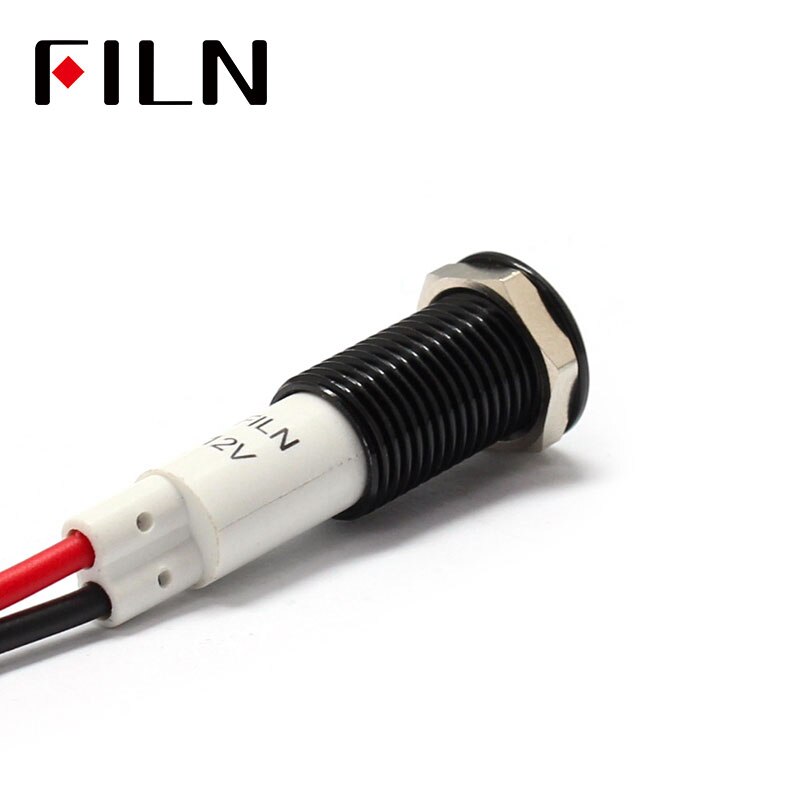 Filn 10mm bil instrumentbräda dödskalle symbol led röd gul vit blå grön 12v led indikatorlampa med 20cm kablar