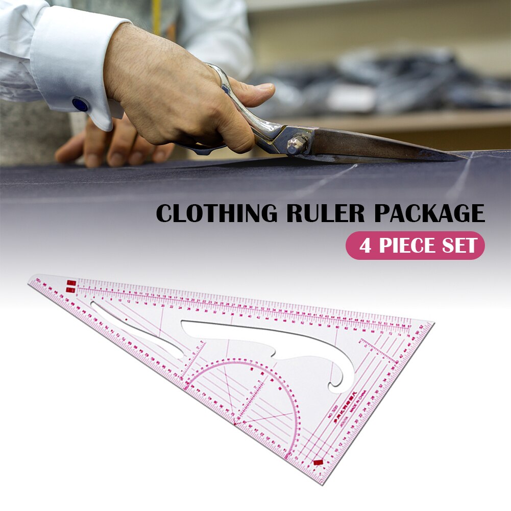 4pcs/set Sewing Tailor French Curve Pattern Grading Rulers Drawing Line Measure Clothing Patchwork Ruler Set
