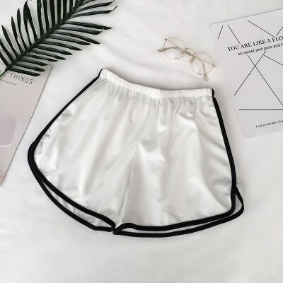 Sports Fitness Shorts Women's Casual Jogging Shorts Comfortable Breathable Elastic Waist Shorts Wild Loose: white / L