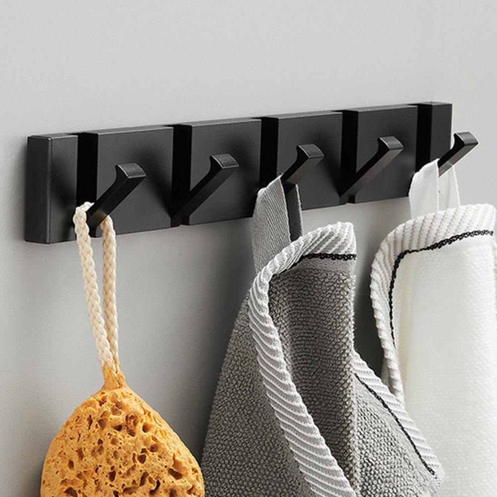 Porte-serviettes pliant, 2 voies d'installation, crochets muraux, porte-vêtements pour salle de bains, cuisine, chambre à coucher, couloir, noir, or