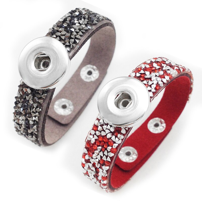 Koreaanse Fluwelen Kerst Crystal Drukknoop Armband GJ5733 (Fit 18Mm 20Mm Snaps) Bobosgirl