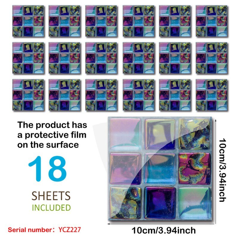 DIY 3D Self Adhesive Mosaic Tile Sticker Kitchen Backsplash Bathroom Wall Tile Stickers Decor Waterproof Peel Stick PVC Tiles: A1