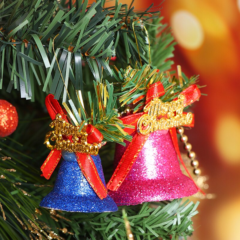 6Pcs/Box Christmas Bells Kit Hanging Ornament Mini Jingle Bells S/L Size Bells Xmas Tree Home Party Decoration