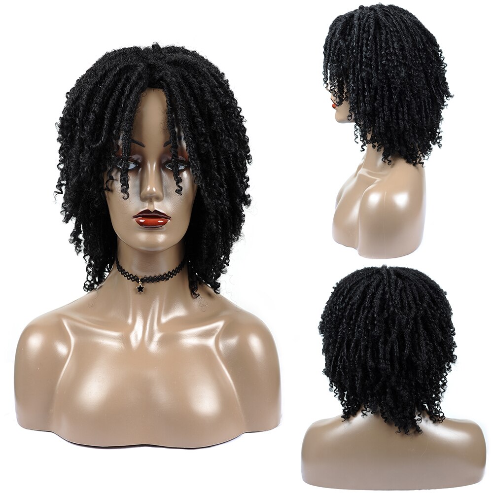 Short Faux Locs Crochet Braided Hair Wigs for Black Women Rasta Dreadlocks Wig Synthetic Black Soft Locs Crochet Twist Hair Wig