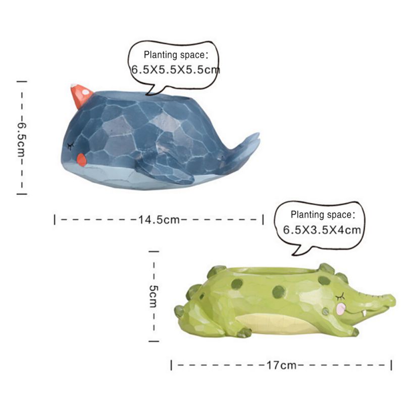 Cute Cartoon Animal Flower Ppot Resin Craft Plant Vase Planter Pot Home Decor