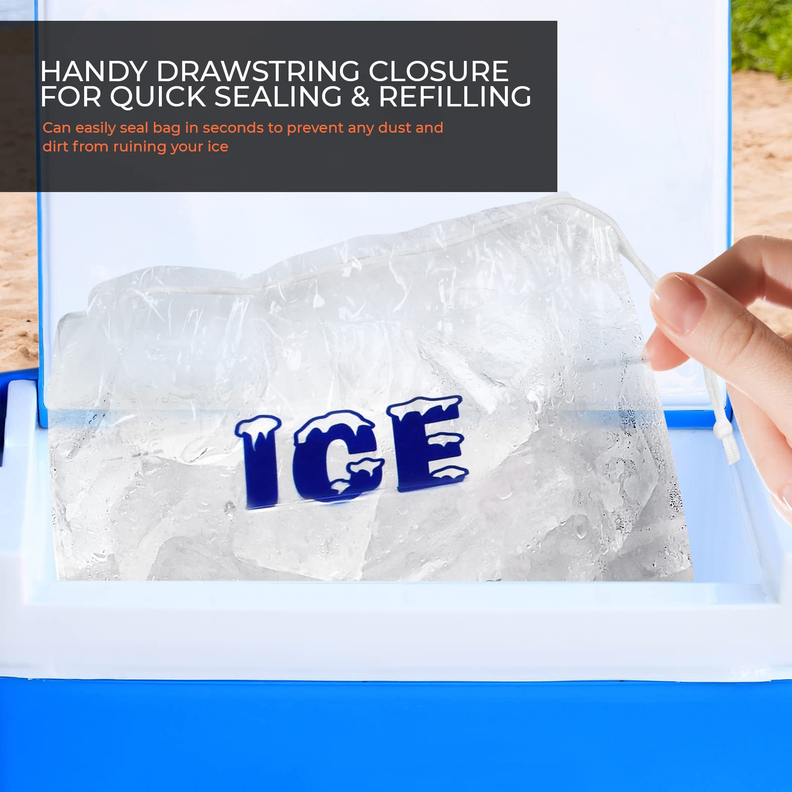 10pcs Ice Bag Durable Drawstring Closure Pack Storage Bags For BBQs Camping Food Stalls Refillable Ice Cubes Bags