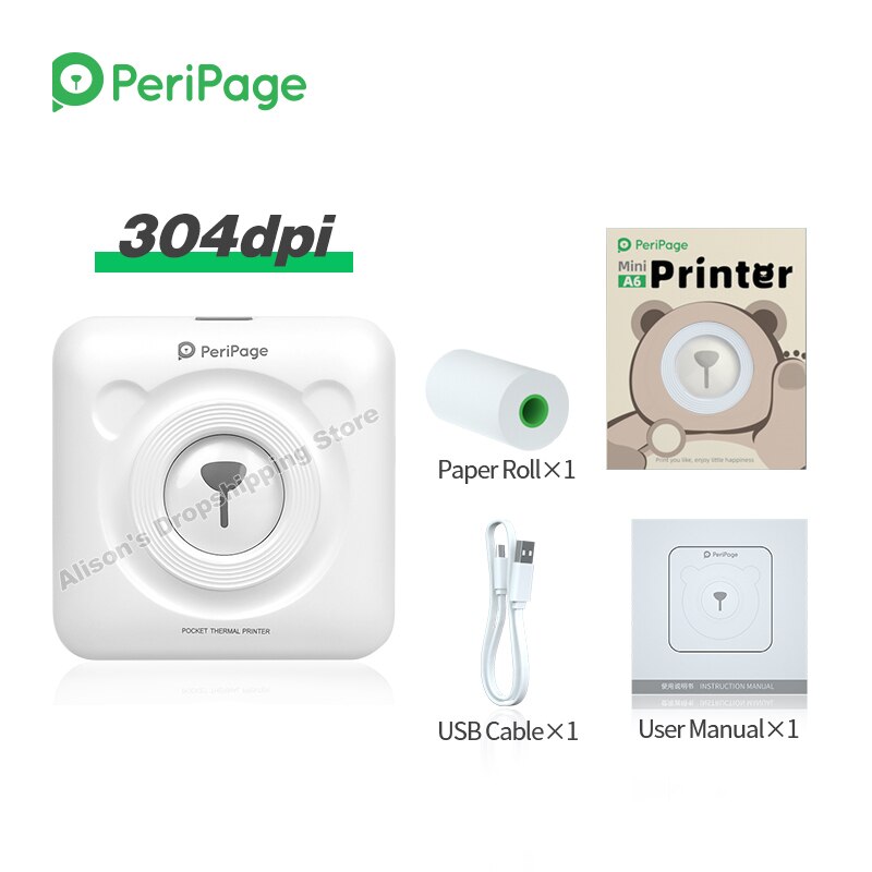 58Mm Peripage Pocket Mini Draagbare Bluetooth Printer Telefoon Foto Draadloze Hd Thermische Label Printer Voor Android Ios Telefoon: White Printer