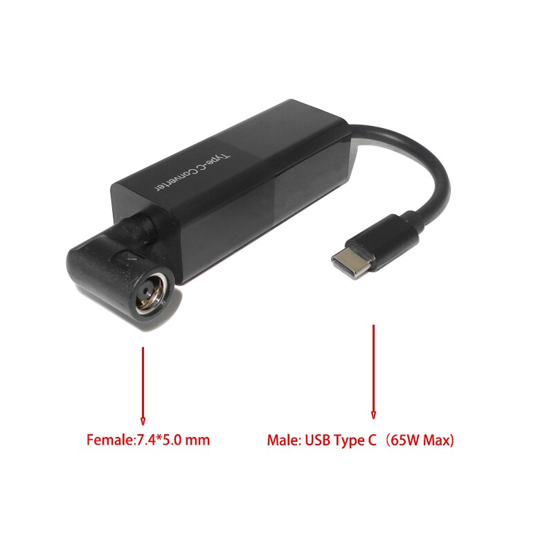 Usb Type C Converter Power Adapter Male Dc Jack Plug to 5.5*2.1 4.0*1.7 7.4*5.0 4.5*3.0mm Female 65W Adapter for Laptops