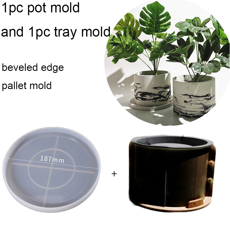 Duże donice ogrodowe z lastryko Forma silikonowa Okrągłe formy betonowe robić doniczki 15 cm Świeca Kubek Żywica Naczynie Forma gipsowa: zielone światło