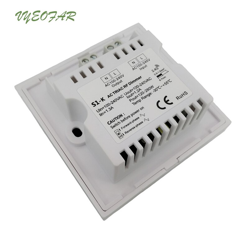 Novo Led Triac Dimmer AC 100-220 V de Alta Tensão de Entrada de Saída do Diodo Emissor de Bordo de Fuga Escurecimento Wall Mounted 1.2A triac Dimmer S1-K