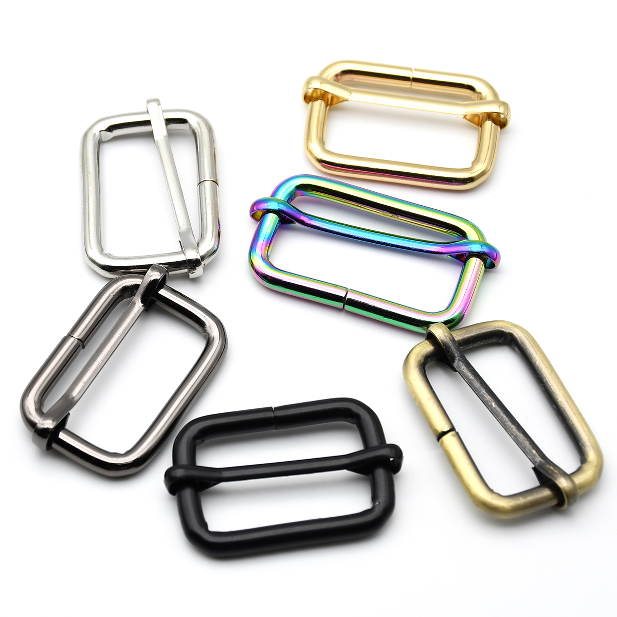 Metaal verdikte lederen tas Rugzak Schouderriem Riem Rechthoek Tri-glide Passen Roller Pin Gesp Slider O-ring