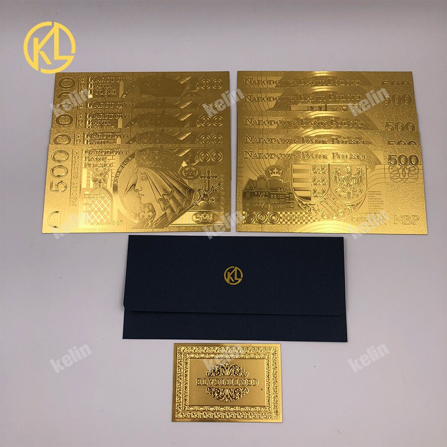 10Stck 50 PLN ZLOTY Polen Gold Farbe Banknote PAPST JOHANNES paul II Für sammlung 999 Gold für Souvenir sammlung: Dunkelgrau