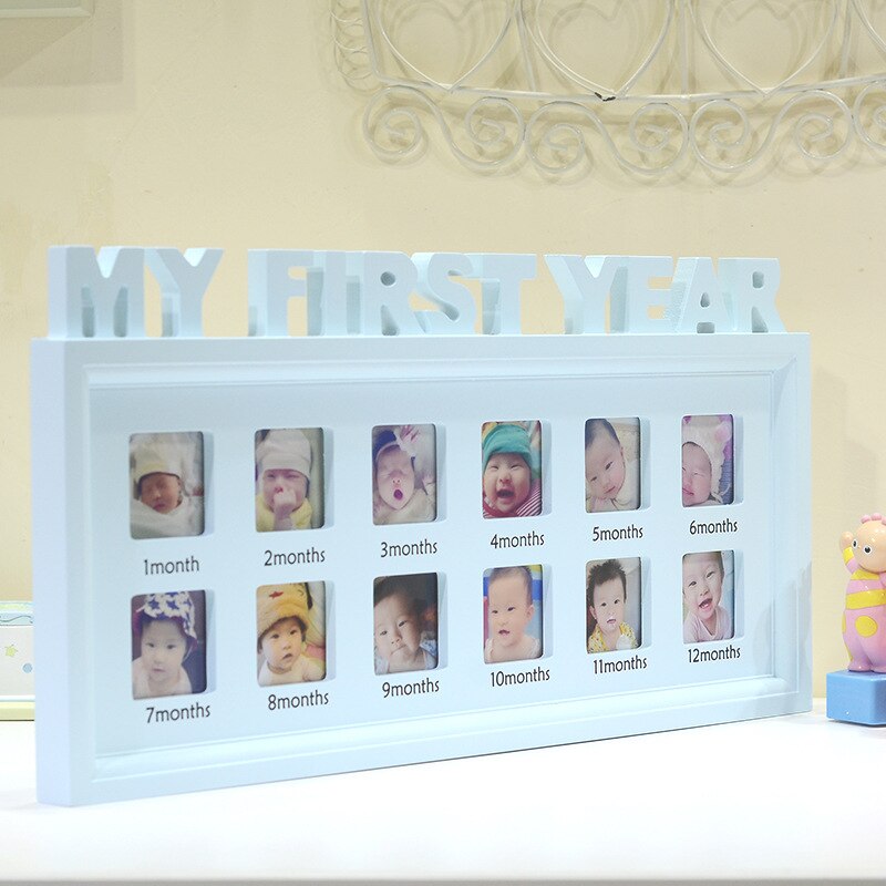 My First Year Photo Frame 12 Month Souvenirs Memory Pictures Display Baby Shower Party Baby 1st Year Baby Memories Frame