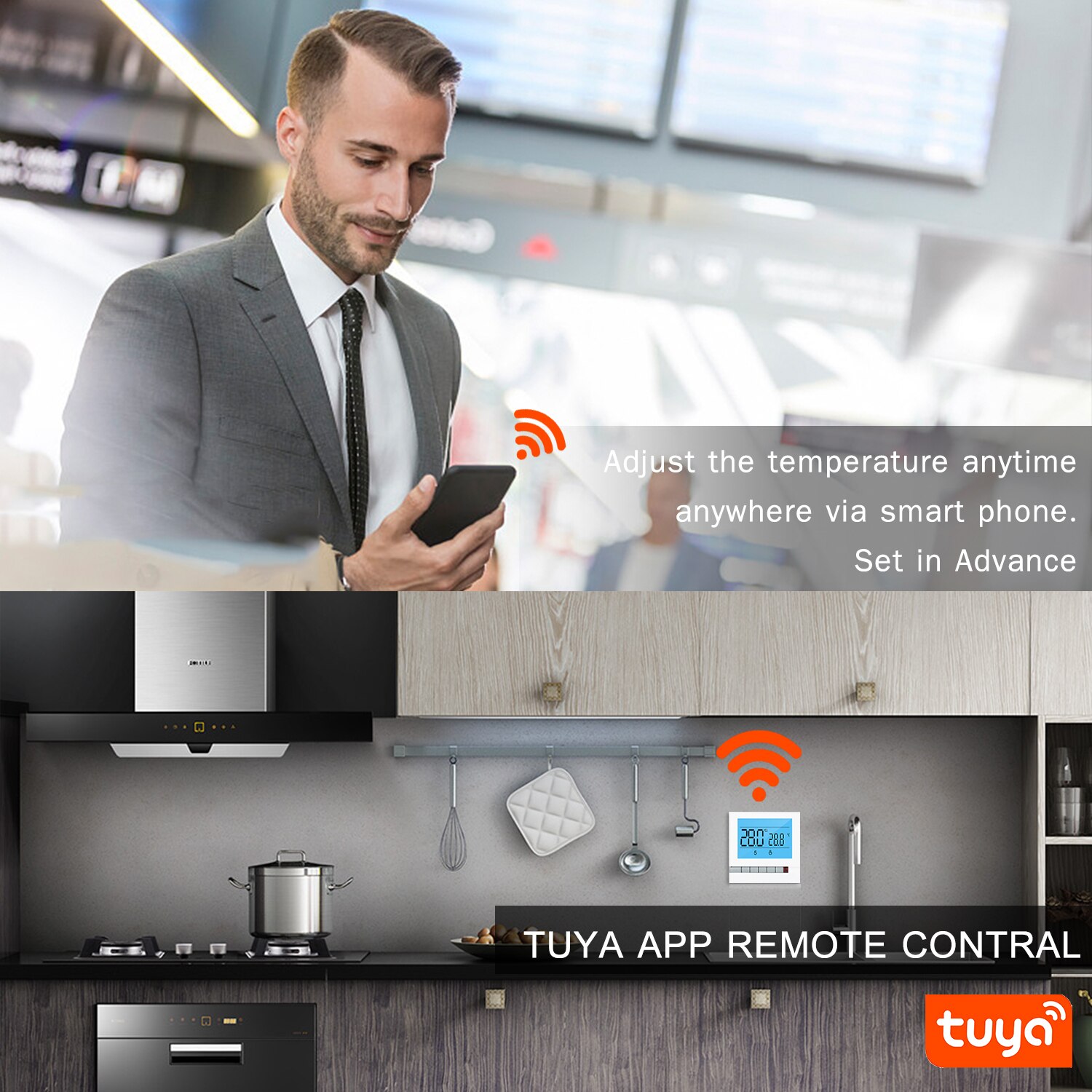 Tuya WiFi Smart Water/Gas Heating Thermostat Programmable Temperature Controller for Alexa Google Home Large Screen