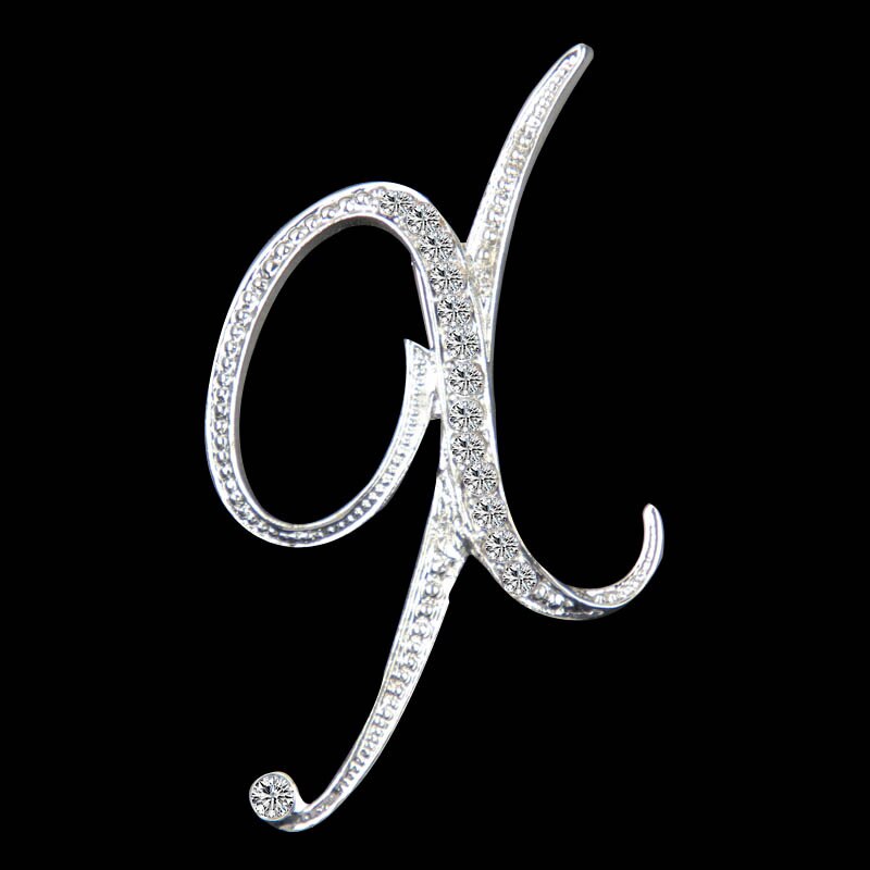 Rhinestone Crystal Broches Beginletter Broche A-S revers Spelden en Broches Clip Naam Sieraden Voor Vrouwen Mannen Wedding