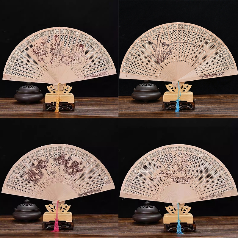 Abanico de mano plegable de madera, abanicos chinos de bambú, abanicos de mano de baile portátiles para mujer, decoración del banquete de boda, abanico decorativo, manualidades,