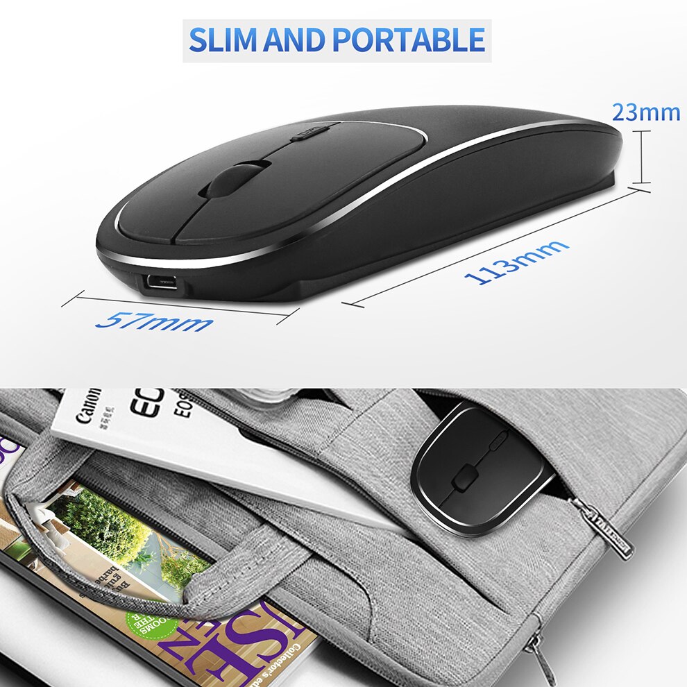 Jelly Comb USB C Wireless Mouse Rechargeable 2.4G Wireless Metal Mouse Slim Silent Type C Mice for Macbook Laptop Notebook PC