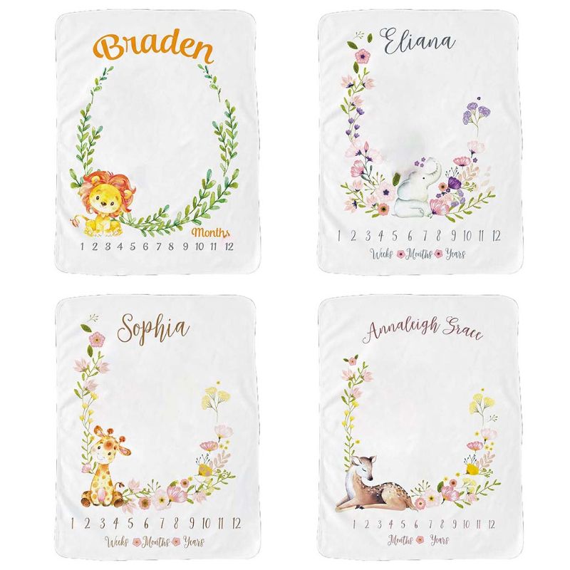 Couverture à swaddle motif d'animal | Relevé mensuel de bébé, croissance d'étape, accessoires de photographie à motif d'animal, pour réception pour -né