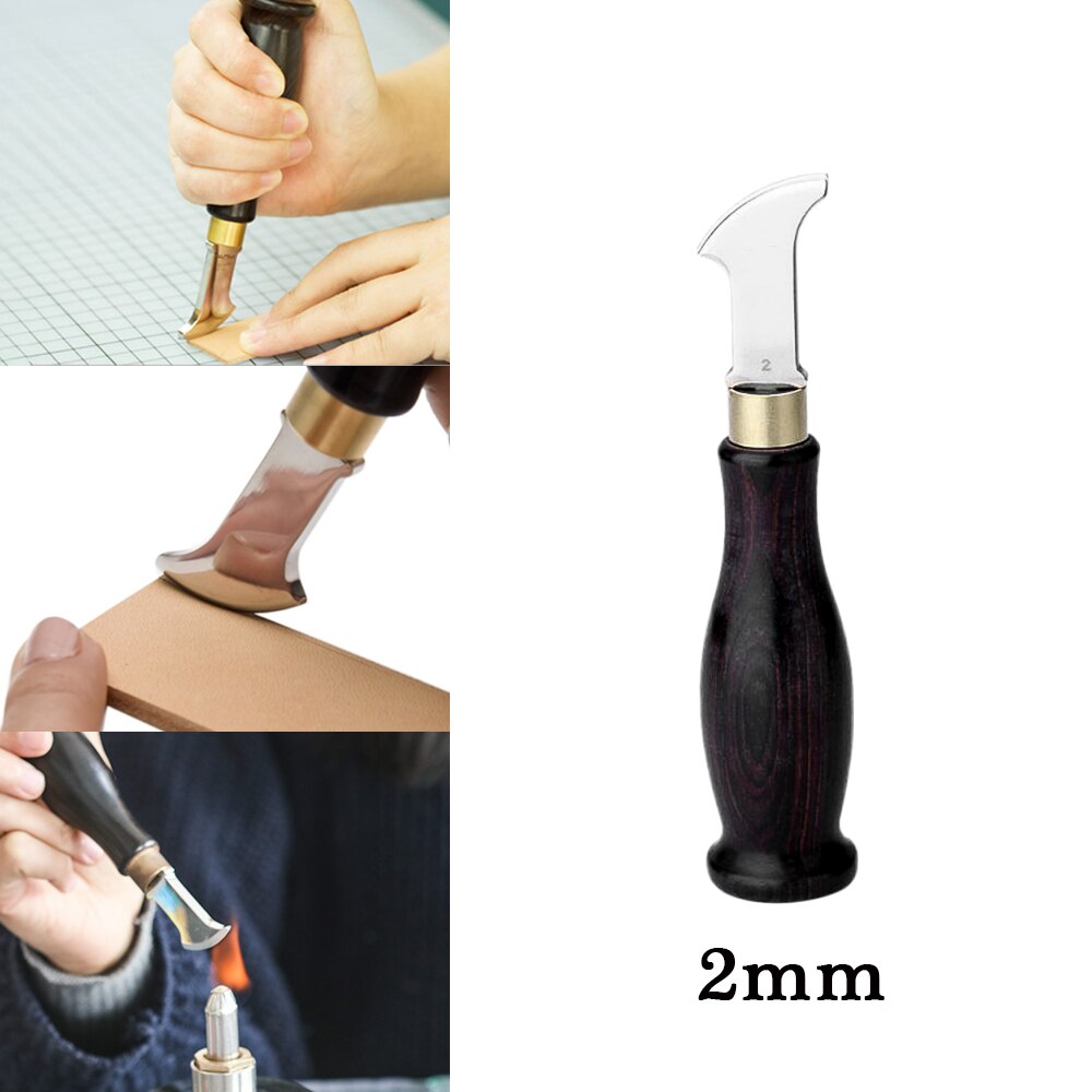 Leather Edge Creaser Stainless Steel Blade Ebony Blackwood Handle Marking Edge Decorate Line Skiving Tool Leathercraft Mark Tool: 2mm