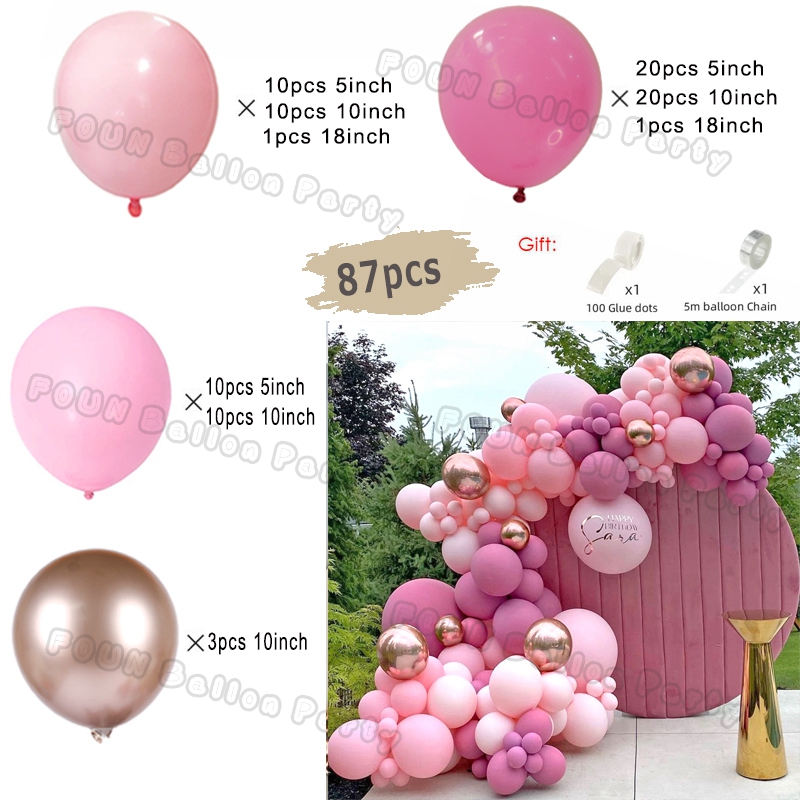Kit de arco de guirnalda de Globos rosas, decoraciones para de cumpleaños, Foil de cumpleaños para niños, Globos de oro blanco, decoración de boda, Globos para Baby Shower: AGATE