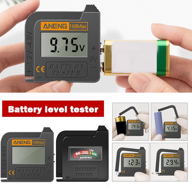 Batteritester batterikapacitetskontrol til aa aaa 9v 1.5v knapcellebatteri test tilstanden på dit batteri sort