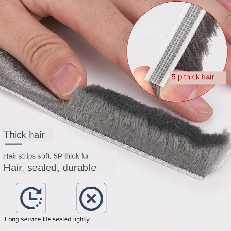 1/5/10M Brush Strip Self Adhesive Wind-proof Home Door Window Sealing Strip Draught Excluder Brush Weather Strip Seal Tape Strip