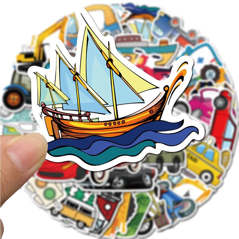 40 PCS Transportation Sticker Ship Aircraft Skateboard Luggage Decals Mixed For Traffic Tool Cartoon Laptop Sticker