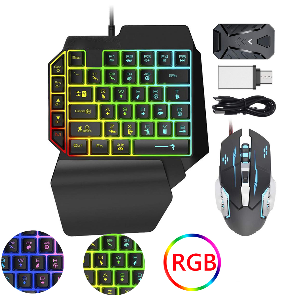 Keyboard Mouse Set Wired One Handed Keyboard Mouse Combo Set Ergonomic For PC PUBG For Nintendo Switch For PS4/5 For Xbox