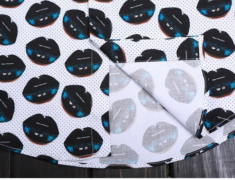 Luxus Männer Hemd Langarm Polka Punkt Und Lippen Gedruckt Mens Kleid Hemd Höhe Mens Hemden lässig schlank passen sozialen Shirt