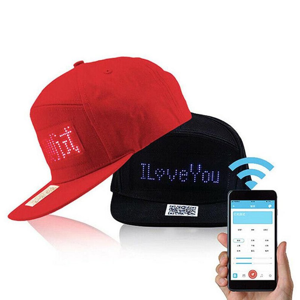Rød/sort mobil app drift led lys hip hop hat til fest ridning for mænd kvinder praktisk reklame hat