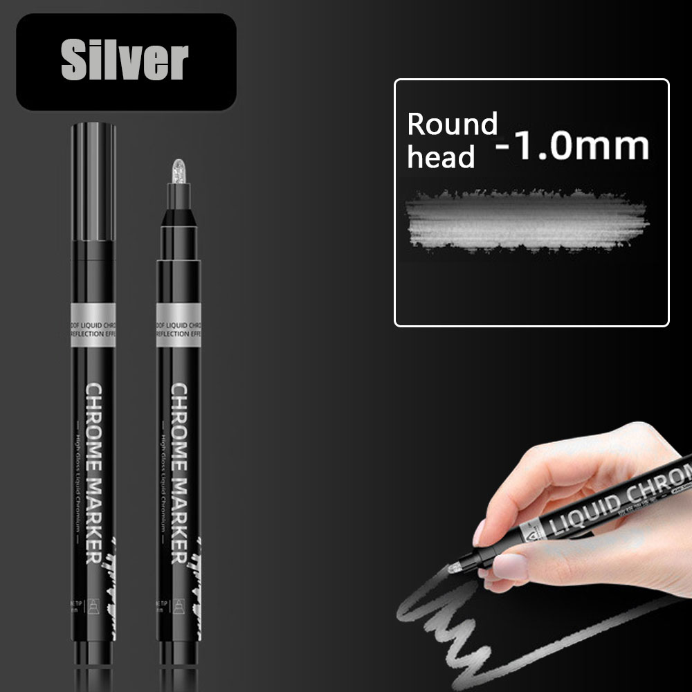 Chrom Spiegel Marker Stift 0,7mm 1mm 2mm DIY Zeichnung Farbe Stift Spiegel Marker Chrom Silber Gold Marker Auto Styling Kunst Handwerk: verrotten