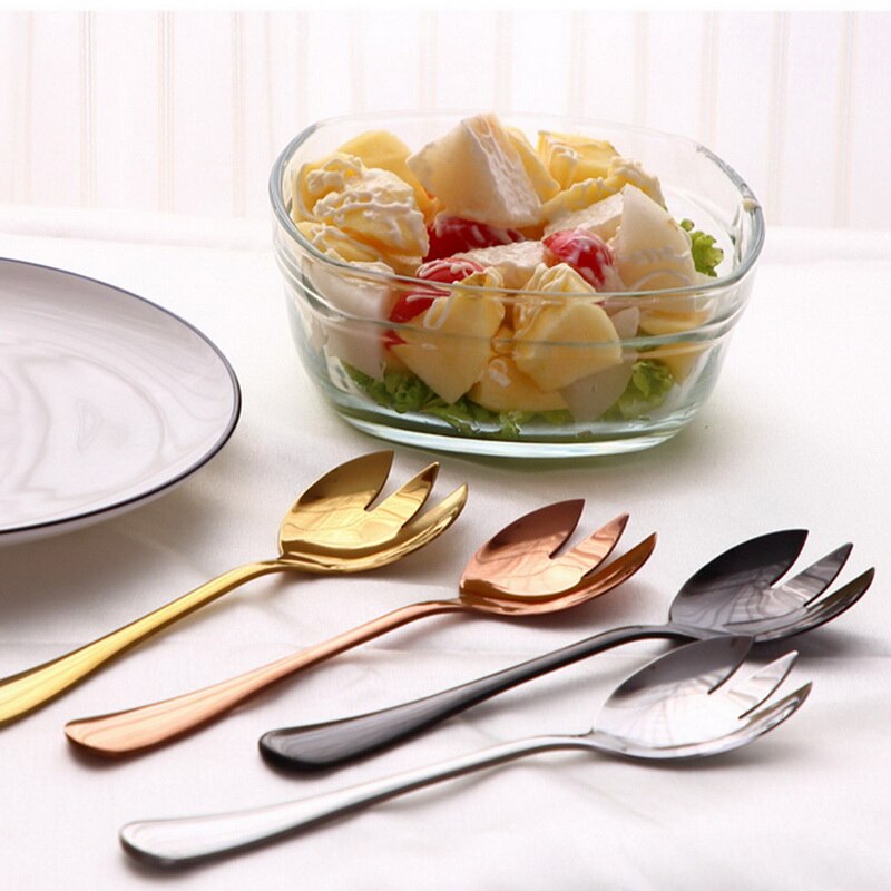 Tablewellware Gold Spoon Set steel cutlery Salad Fork Salad Spoon Stainless Steel Serving Spoon Set Unique Spoons