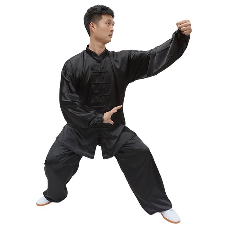 Frauen Männer Nachahmung die Seide Kung Fu Uniform Kampfkunst Tai Chi Kleidung Langarm Anzug Wushu Leistung Tragen Trainingsanzug