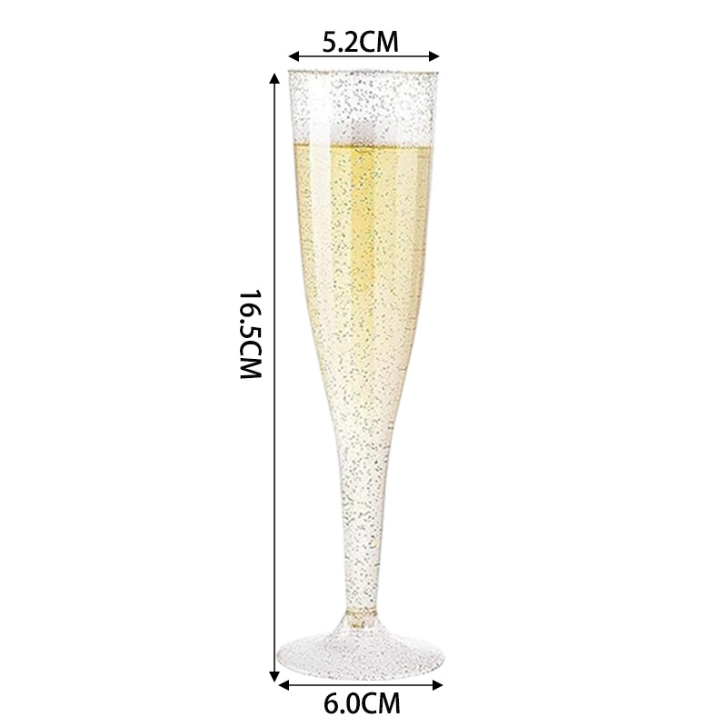 Clear Champagne Flutes Stemmed Party Wine Cups Crystal Wine Cocktail Cups Plastic Glitter Champagne Flutes Reusable: WHITE