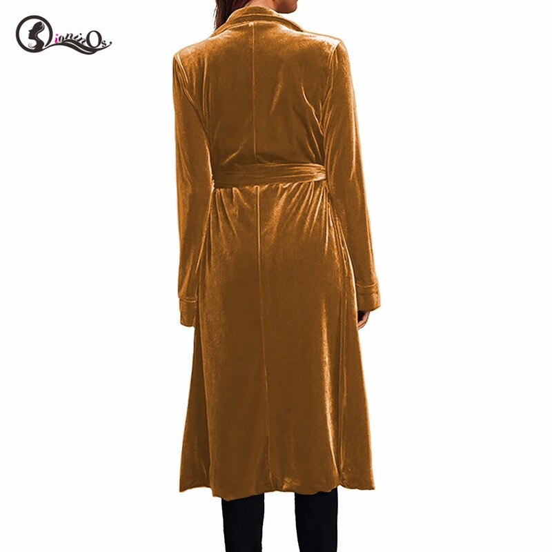 Spring Coat Cardigans Women Trench Long Coat Female Sashes Outwear Velvet Long Cardigan Trench