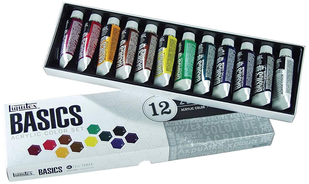 12/24 couleurs Liquitex bases peinture acrylique SET 22 ml/tube pour BJD argile tissu mur peinture artiste fournitures: 12 colors