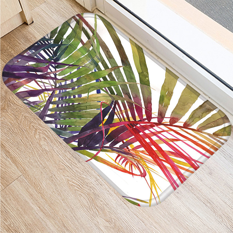 Tropisk monstera mønster køkken indgang 40*60cm dørs måtte koral fløjl tæppe dørmåtte indendørs gulvmåtter skridsikker tæppe 48233: 2dd-48233-005