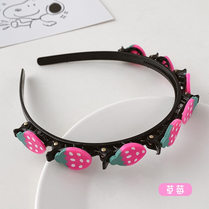 Kinderen Leuke Bloem Gevlochten Haarband Gebroken Haar Artefact Meisjes Niet Pijn Haarspeld Hoofdband Haarspeld Hoofdtooi Vrouwelijke: 11 Strawberries