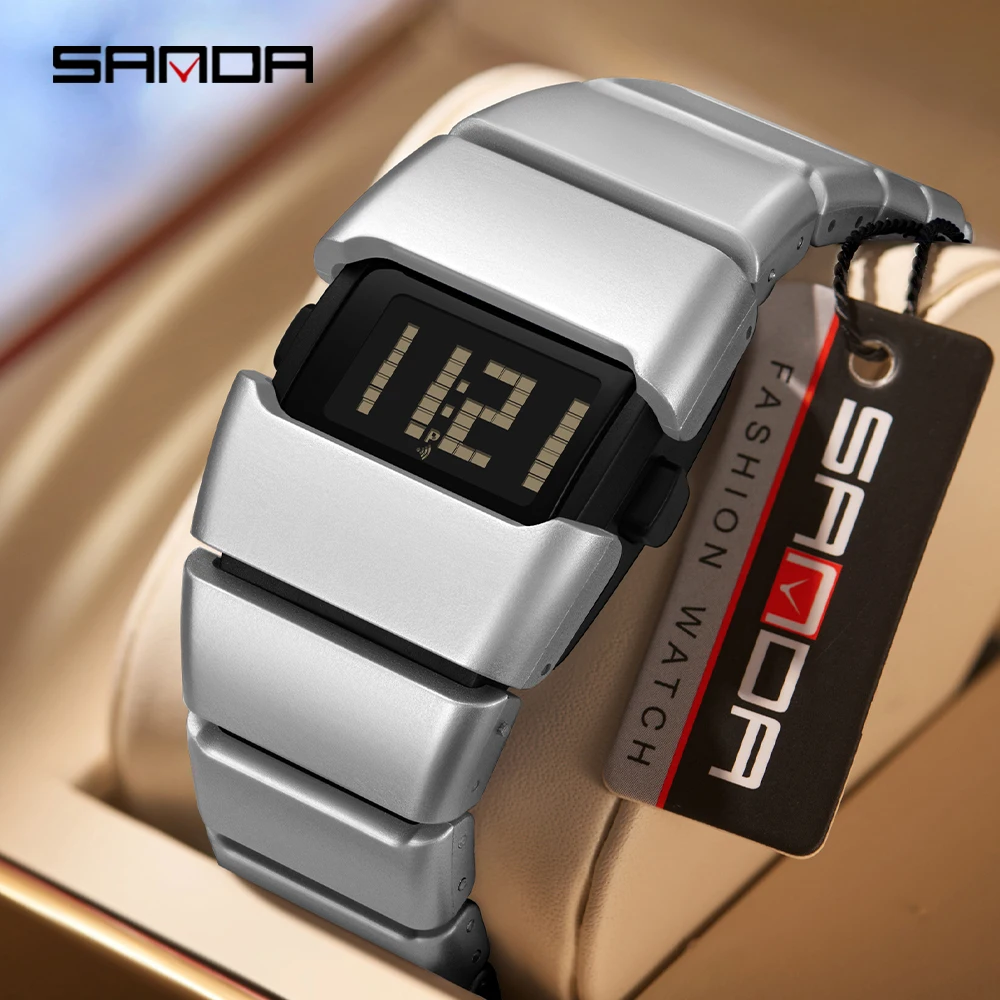 SANDA 9504 Retro Electronic Watch 5ATM Waterproof Night Light Display Snooze Alarm Clock Stopwatch Men's and Women's Watches2026
