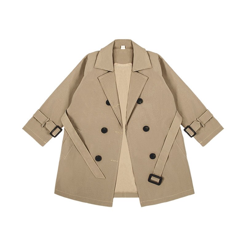 Trench-Coat avec ceinture pour garçons et adolescents, veste à Double boutonnage, coréenne, kaki, coupe-vent, vêtements d&#39;extérieur, 4-13T, automne: 4