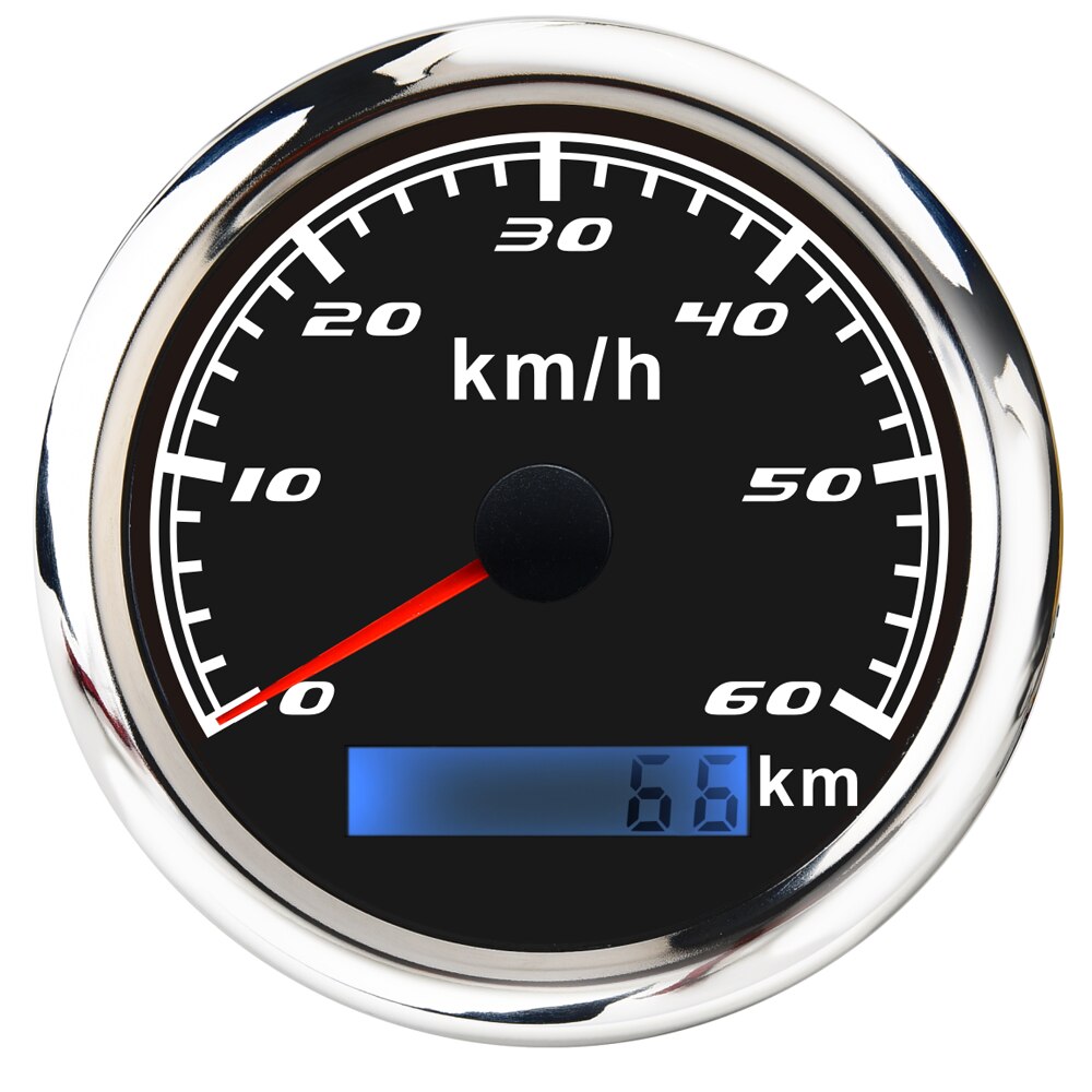 Hd 60 Km/h Gps Snelheidsmeter Kilometerteller 85Mm Gauge 120 200 Km/h Zonder Gps Antenne Voor Marine Boot Auto atv Truck Rode Backlight: black 60km