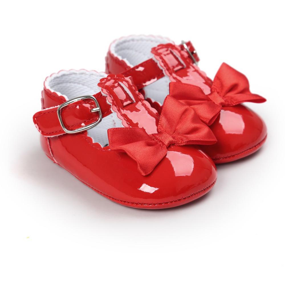 Baby Meisje Schoenen Spiegel Lente Baby Girl Eerste Wandelaars Mooie Pu Schoenen Prinses Antislip Baby Zachte Schoenen: Rood / 13-18 months