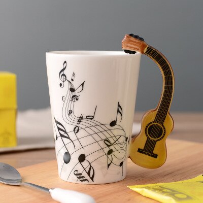 Teemukit musiikki kitara keraaminen muki kahvikuppi kahvalla mukit kahvikupit canecas tazas matkapullo: 6