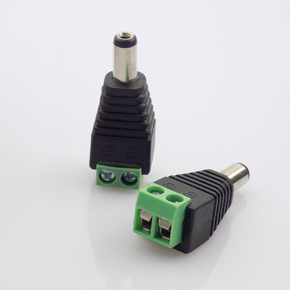 10 Pcs 12V DC Power 5.5mmx2.1mm Male Plug Jack Adapter Video Balun Converter Connector for Led Strip Light CCTV Camera