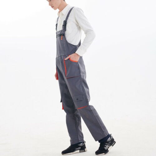 Men Women Bib Overalls Work Clothing Protective Coverall Repairman Strap Jumpsuits Work Uniforms Sleeveless Coveralls: Gray / 4XL